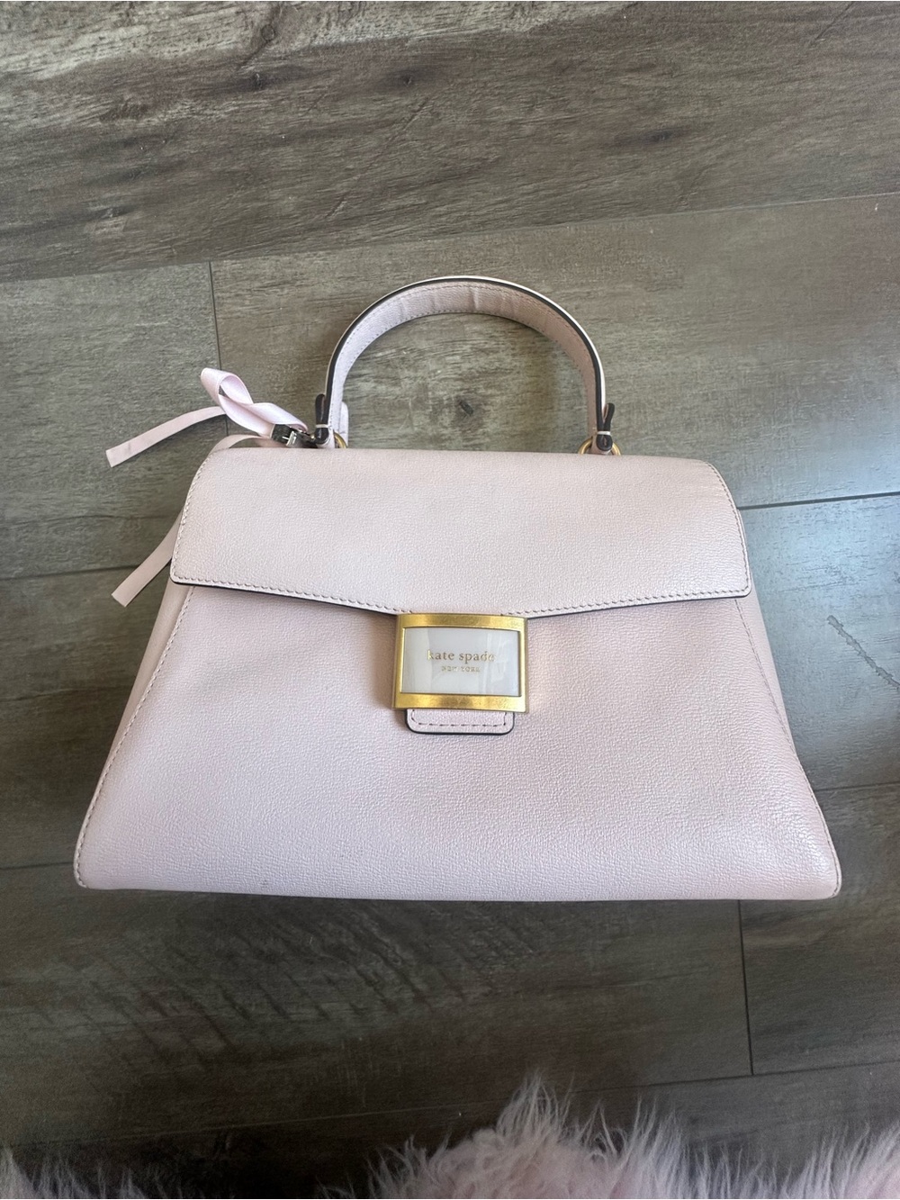 kate spade Light Pink Leather Top-Handle Satchel with Gold Hardware